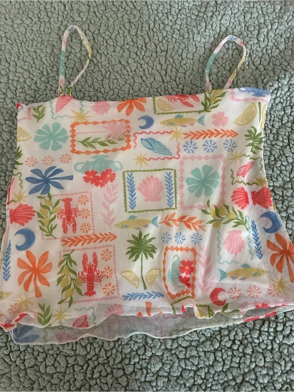 See You Monday Floral Camisole in White & Multi Size Medium Like New